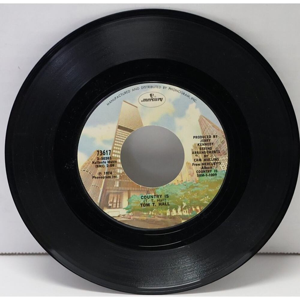Tom T. Hall 45 RPM Country Is / God Came Through Mercury 1974